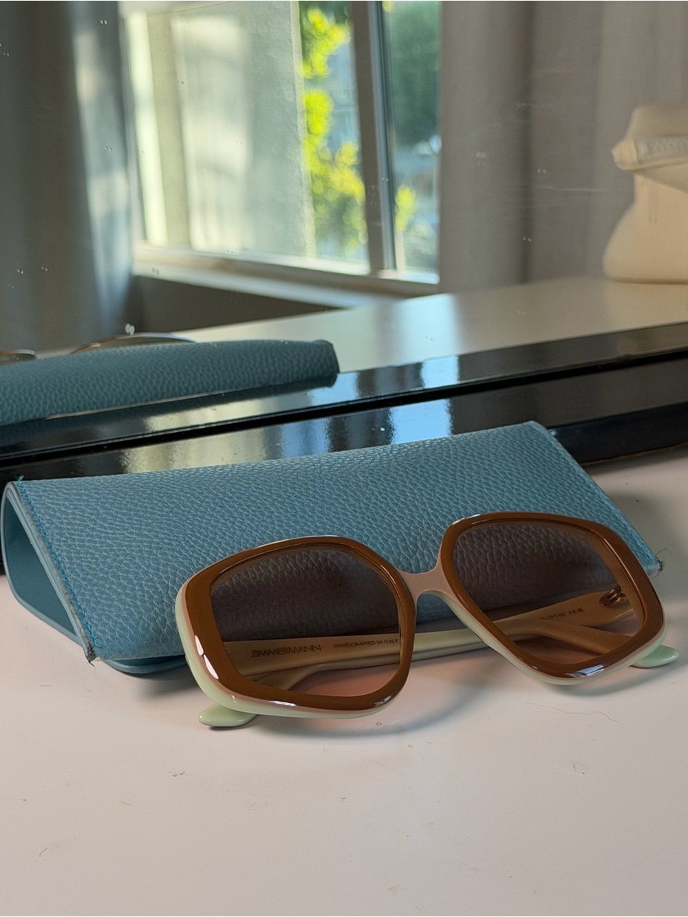 Zimmermann Two-Tone Brown & Cream Oversized Square Sunglasses - Picture 5 of 7